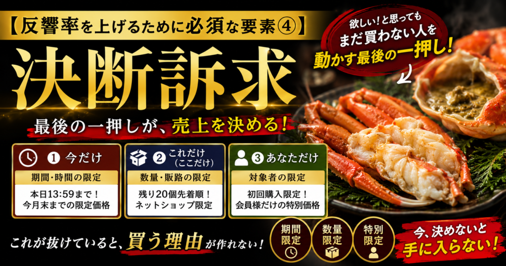 【反響率を上げるために必須な要素④】決断訴求