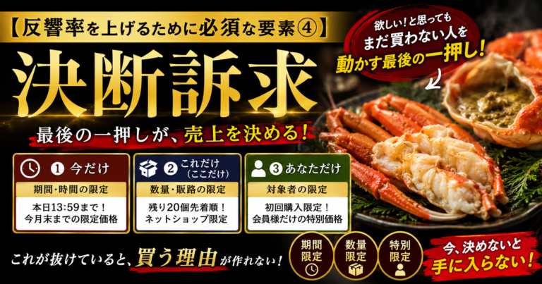 【反響率を上げるために必須な要素④】決断訴求