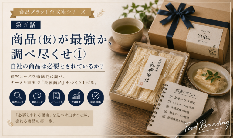 食品ブランド育成術シリーズ　第五話：商品（仮）が最強か、調べ尽くせ①　自社の商品は必要とされているか？