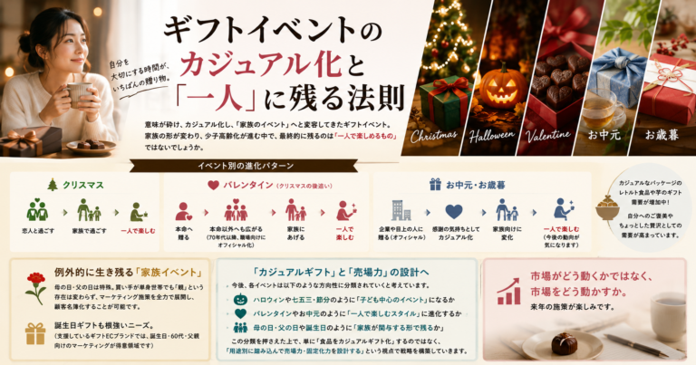 ギフトイベントのカジュアル化と「一人」に残る法則